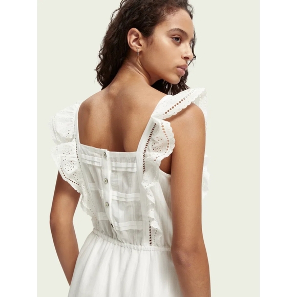 Scotch & Soda Eyelet Ruffle Organic Cotton Pinafore Mini Sun Dress Small… - Picture 4 of 12